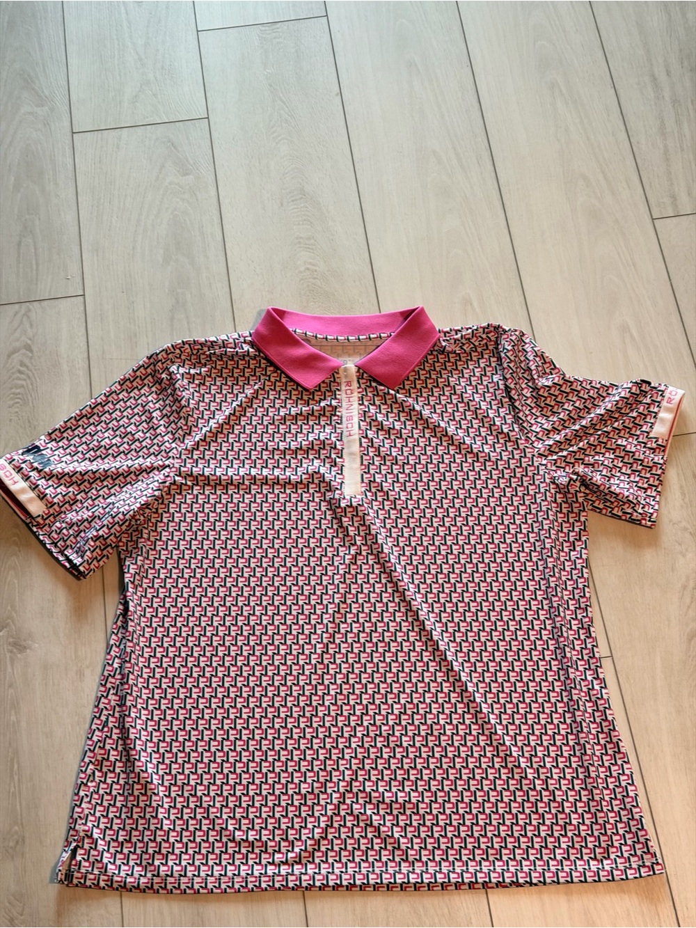 Rohnisch Pink Geometric Print Polo